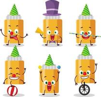 Cartoon character of mayonnaise bottle with various circus shows vector