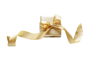 Golden christmas gift isolated on a transparent background png