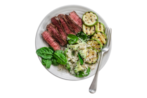 White plate with lunch isolated on a transparent background png