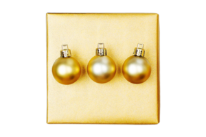 Golden christmas balls isolated on a transparent background png