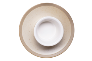 Beige plate and white bowl isolated on a transparent background png