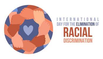 International Day for the Elimination of Racial Discrimination is observed annually on 21st March. Vector illustration.