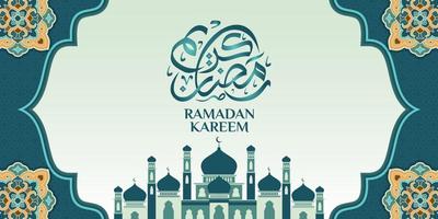 Islamic ornament template for background, banner, poster, cover design, envelope, social media feed. Ramadan Kareem and eid mubarak 2023 concept, blue background, muslim lantern, pattern vector