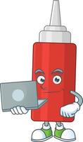 Cartoon character of sauce bottle vector