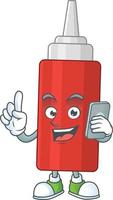 Cartoon character of sauce bottle vector