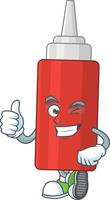 Cartoon character of sauce bottle vector