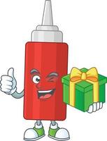 Cartoon character of sauce bottle vector