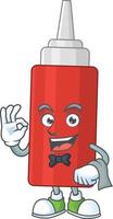 Cartoon character of sauce bottle vector