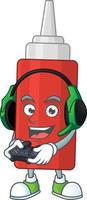 Cartoon character of sauce bottle vector