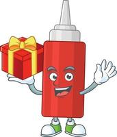 Cartoon character of sauce bottle vector