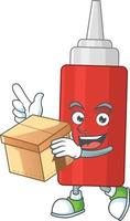 Cartoon character of sauce bottle vector