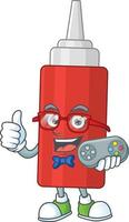 Cartoon character of sauce bottle vector