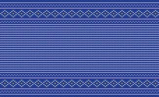 Crochet pattern, Vector cross stitch geometric background, Blue Knitted ethnic abstract beautiful style