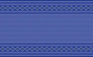 Crochet pattern, Vector cross stitch geometric background, Blue Knitted ethnic abstract beautiful style