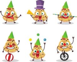 Cartoon character of slice of pizza with various circus shows vector