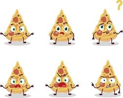 Cartoon character of slice of pizza with what expression vector