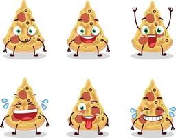 Cartoon character of slice of pizza with smile expression vector