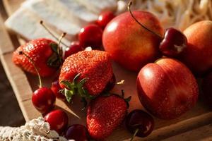 fruit picnic in summer close up photo