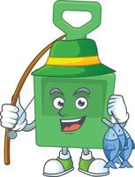 Cartoon character of green sand bucket vector