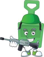 Cartoon character of green sand bucket vector