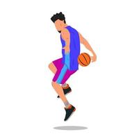 illustration design of male athlete playing basketball Basketball player with freestyle ball. isolated on white background vector