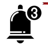 bell with number in button glyph icon vector