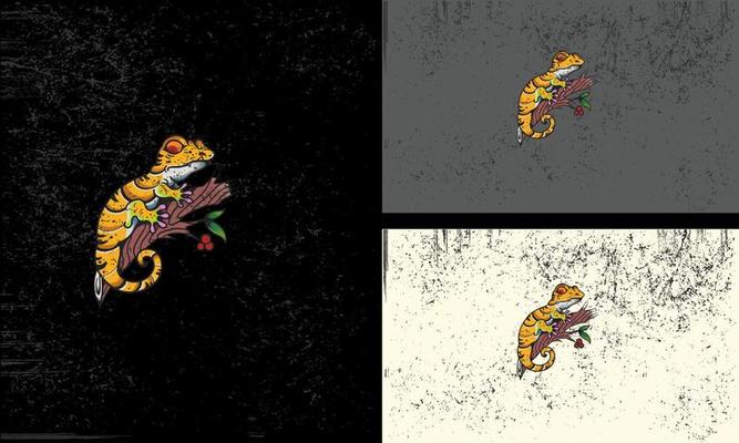 yellow lizard and tree vector illustration mascot design concept
