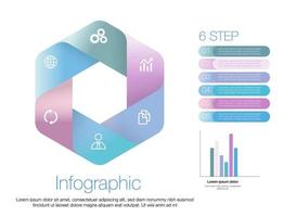 Infographic template for business 6 step option hexagon modern design planning, data, strategy, diagram, vector infographic easily change title to use for presentation data report or progress