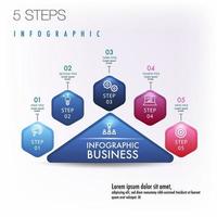 5 5 pasos infografiainfografia modelo para negocio. 5 5 nivel moderno ventas diagrama, vector infografía fácilmente cambio título a utilizar para presentación datos reporte o progreso.