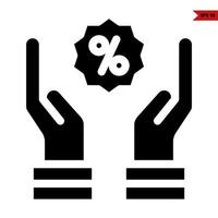 sale in space button with in over hand glyph icon vector