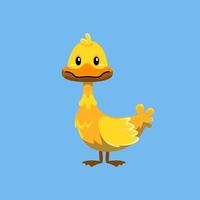 Cute cartoon duck in isolated blue background vector illustration icon