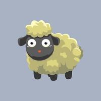 Cute cartoon sheep in isolated gray background vector illustration icon