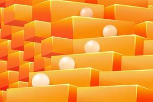 Ladder shaped golden blocks with pearl balls 3d vector background