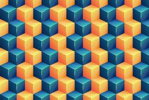 Square pattern background with blue and orange color 3d vectors