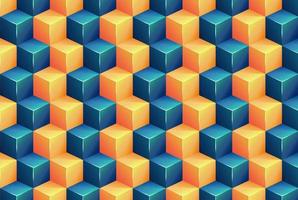 Square pattern background with blue and orange color 3d vectors