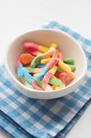 colorful candy sweet jelly in a bowl on table photo