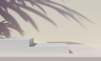 3d background products podium scene with plant shadow display background 3d rendering for show cosmetic products photo