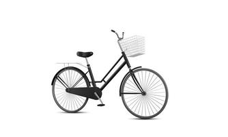 Cartoon black bicycle for woman 3D rendering classic style color isolated on white background with clipping path. 3D render illustration design photo