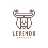 face pet dog long ear legend kingdom castle king mascot minimal logo design vector