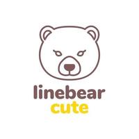 animal forest jungle wildlife beast baby bear head face cute mascot line art logo design vector