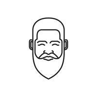 face old man bearded head fashion hairstyle cool line minimal rounded logo design vector