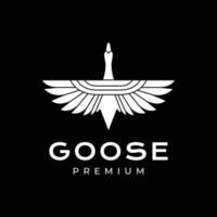 flying bird white goose modern geometric logo design vector