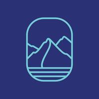 rounded badge modern iceberg mountain ice water cold minimal line logo design vector