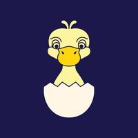 animal mascotas aves de corral pequeño Pato anadón escotilla huevo linda mascota dibujos animados plano logo diseño vector
