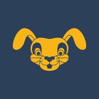 pets bunny hare rabbit face head long ear mascot cartoon cute flat logo design vector