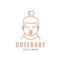 baby boy culture asian cute smile mascot minimal logo design design vector