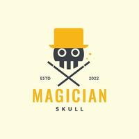 skull cranium hat magician colorful logo design vector