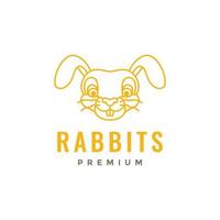 pets bunny hare rabbit face head long ear mascot cartoon cute line art minimal logo design vector