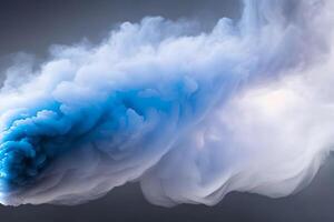 Beautiful blue and white dual tone smoke art background. photo