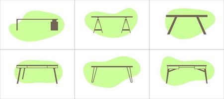 Set of different table icons in trendy flat style. Vector illustration.